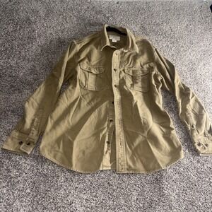 Filson Men's Large Cotton Shirt Tan/Brown Long Sleeve